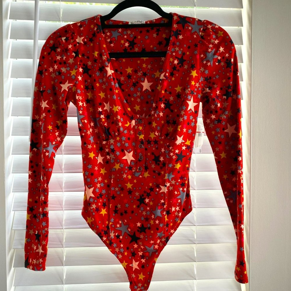 free people deep v neck body suit